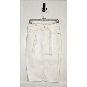 NWT Veronica Beard Nazia Denim Pencil Skirt White Size 6 READ